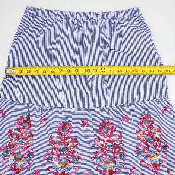 Magic Skirt Women Size Medium Floral Embroidered Stripes Knee Length Boho Hippie - Picture 8 of 11